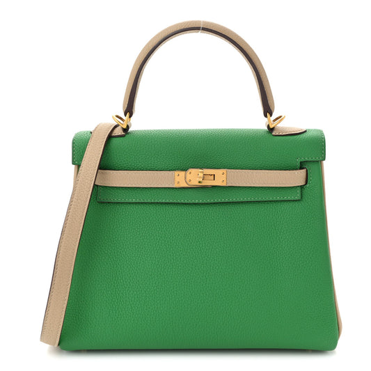 Togo Horseshoe Kelly Retourne 25 Bambou  Handbag
