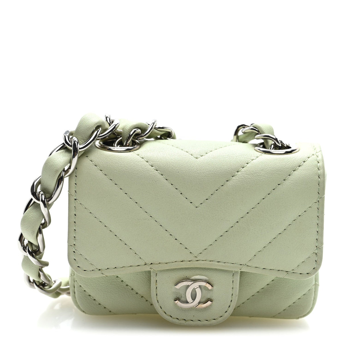 Mini Quilted Sheepskin Belt Bag - Light Green