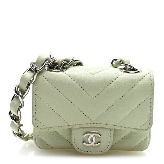 Mini Quilted Sheepskin Belt Bag - Light Green