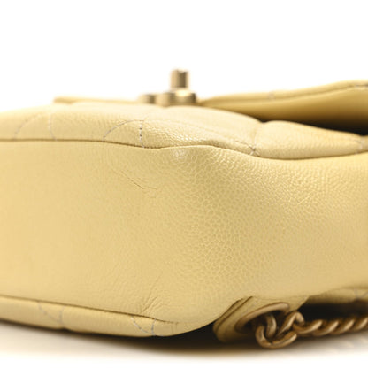 Quilted Caviar Backpack - Yellow