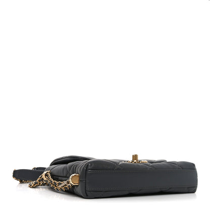 Mini Quilted Lambskin Flap Shoulder Bag - Grey