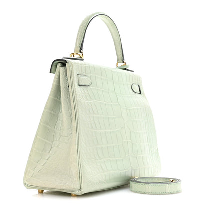 Matte Alligator Kelly Retourne 28 Vert D Handbag
