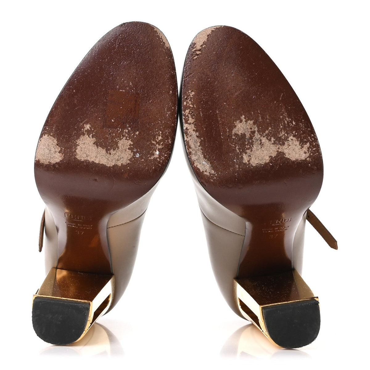 Fendi Vitello Women's Delfina High Heel Pumps 37 Tortora