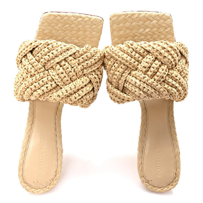 Bottega Veneta Raffia Women's Intrecciato Lido Mule 90 Sandals 36 Cane Sugar