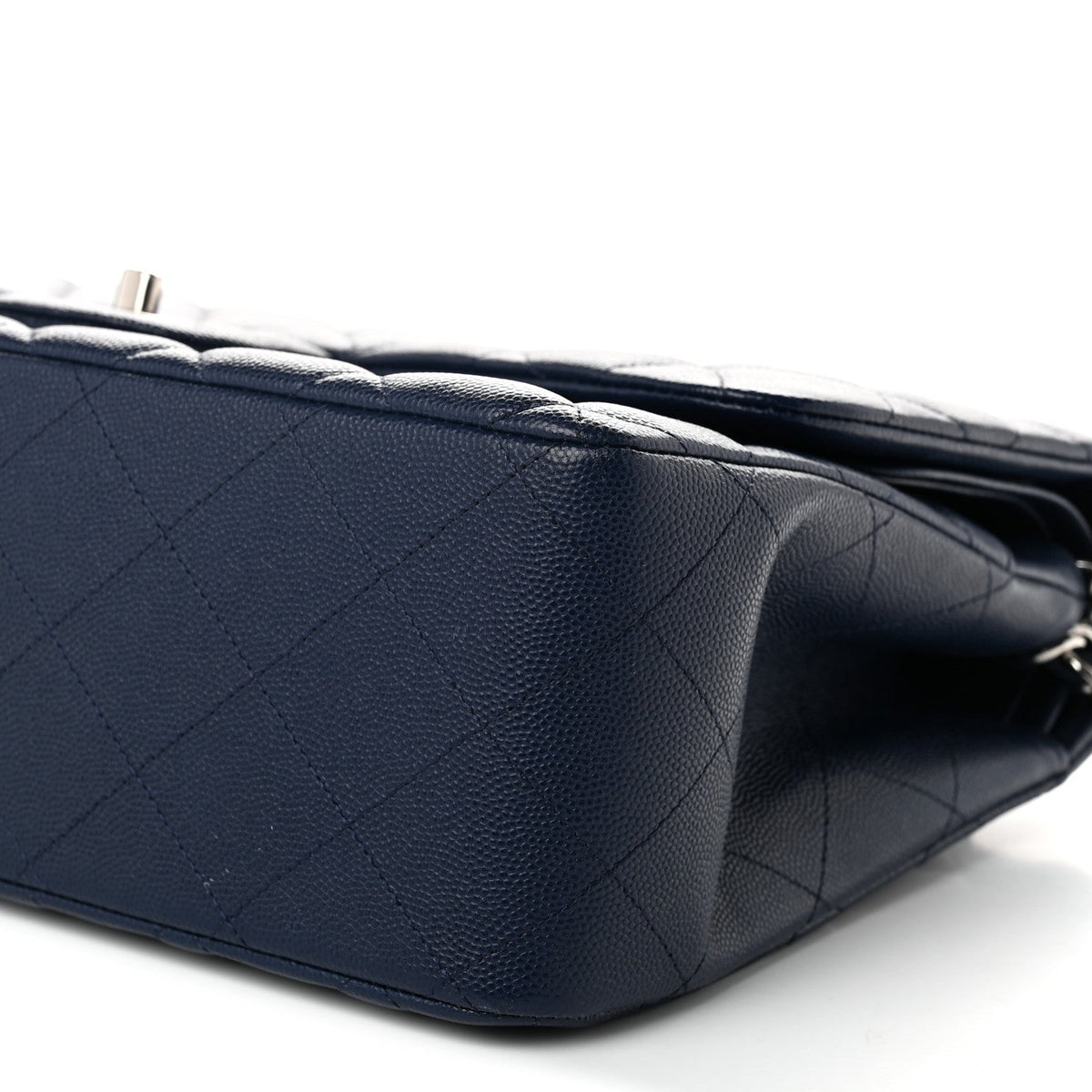 Quilted Caviar Flap Shoulder Bag - Blue