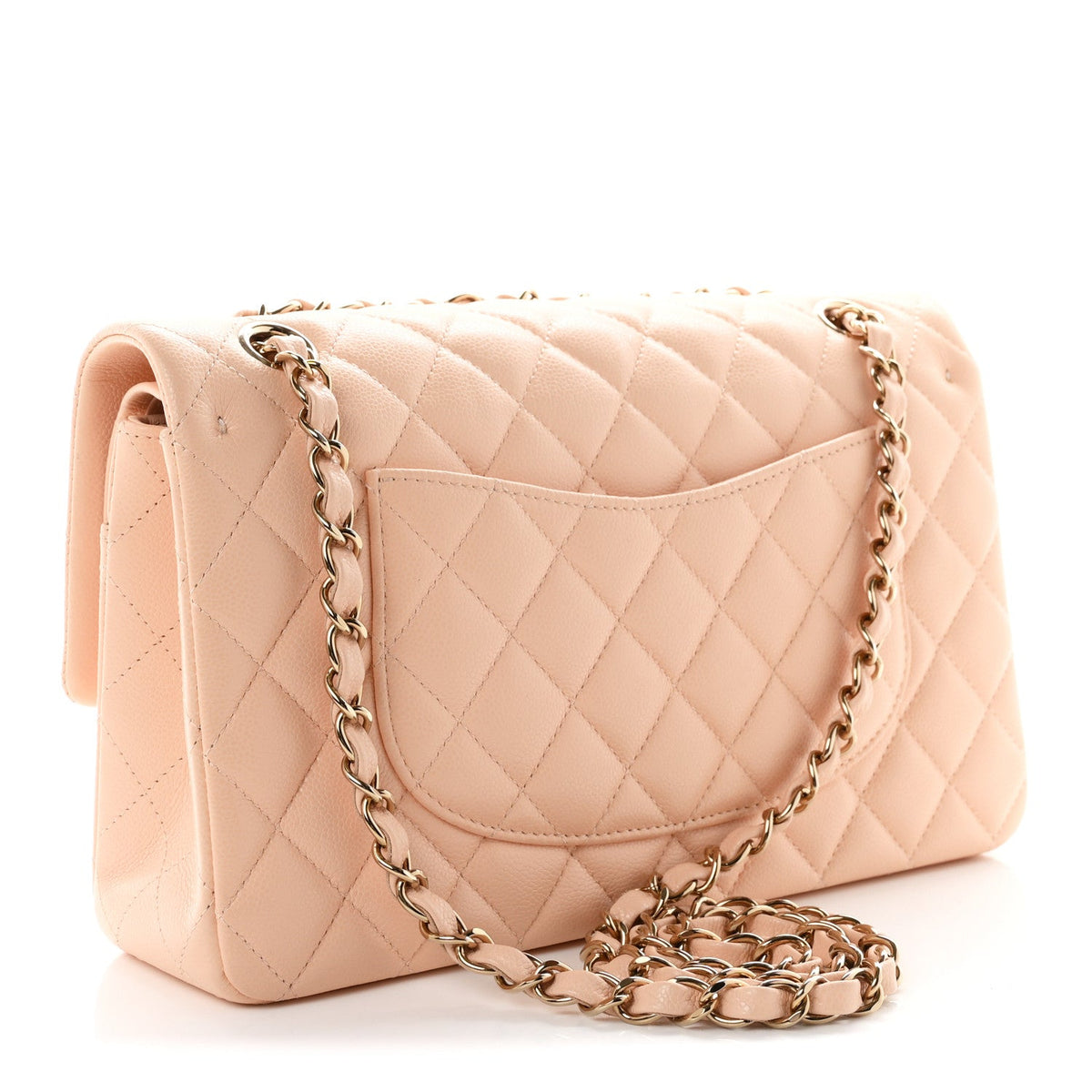 Medium Quilted Caviar Flap Shoulder Bag - Pink