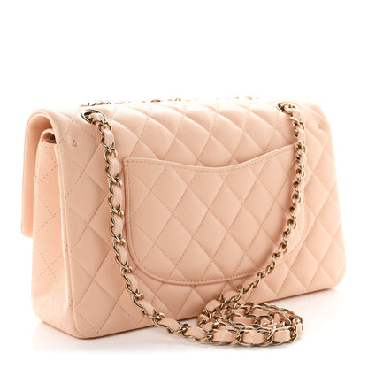 Medium Quilted Caviar Flap Shoulder Bag - Pink