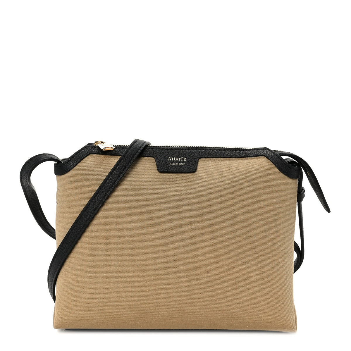 Medium Calfskin Canvas Crossbody Bag - Black