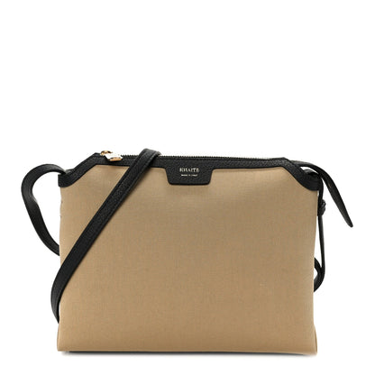 Medium Calfskin Canvas Crossbody Bag - Black