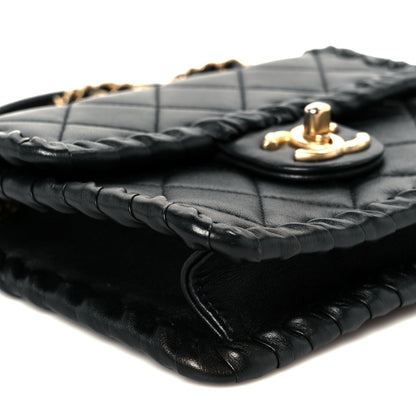 Mini Calfskin Flap Shoulder Bag - Black