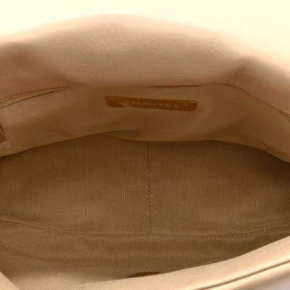Medium Quilted Lambskin Flap Shoulder Bag - Beige