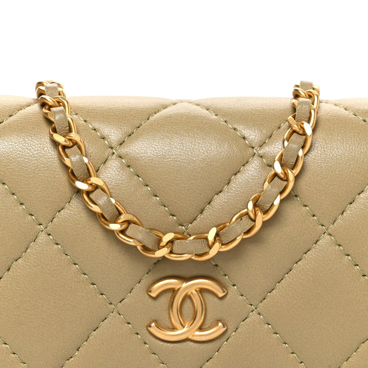 Quilted Lambskin Clutch Bag - Light Green