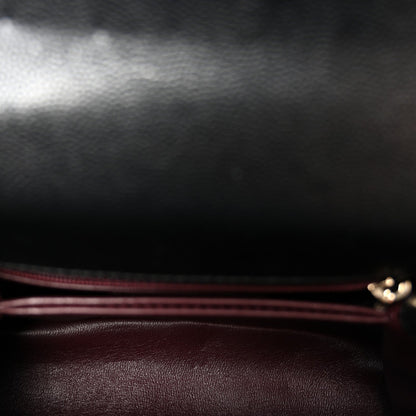 Mini Quilted Caviar Flap Shoulder Bag - Black