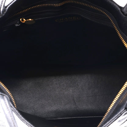 Quilted Caviar Tote Bag - Black