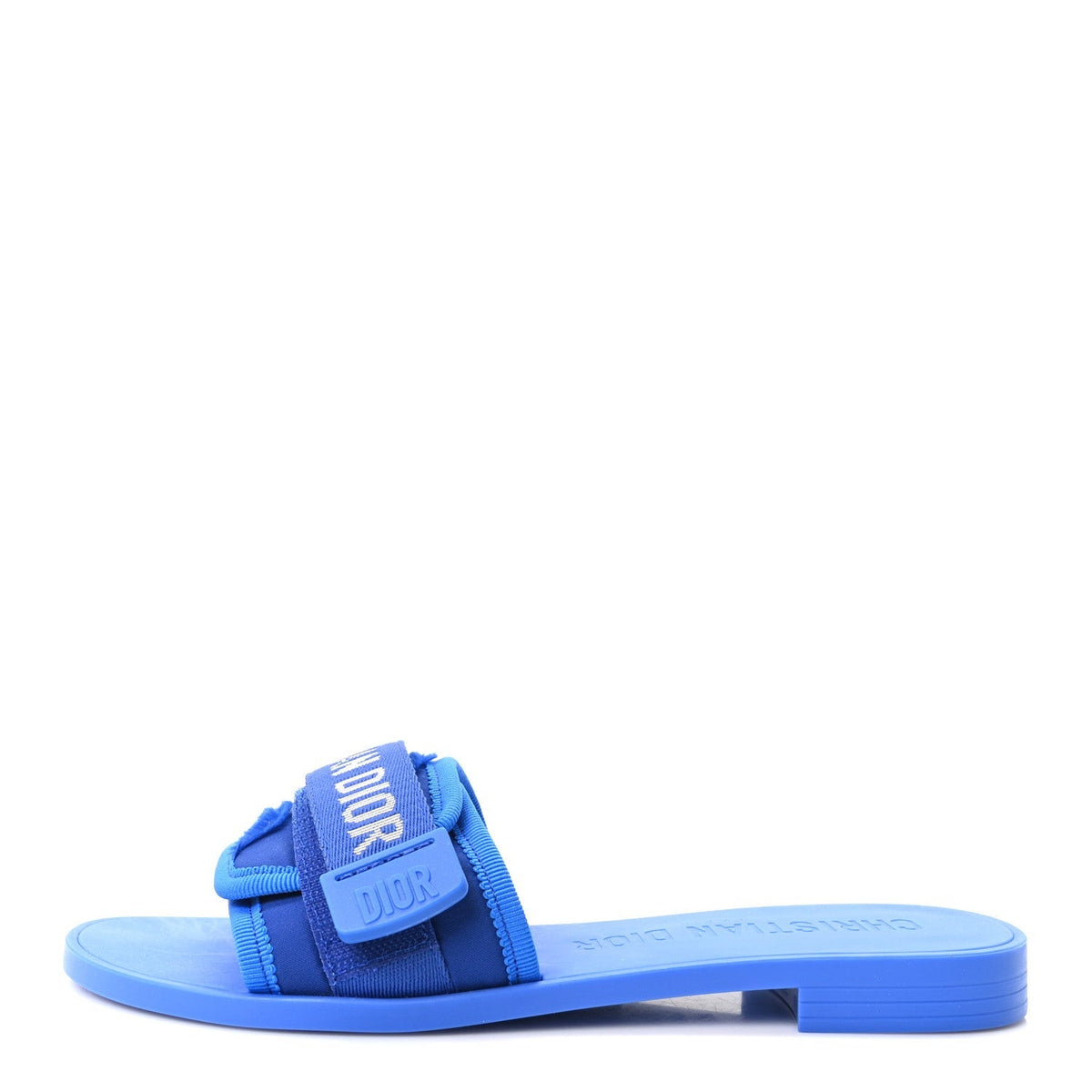 Christian Dior Technical Stretch Fabric Women's Dio(r)evolution Slide Sandals 35 Blue Fluo