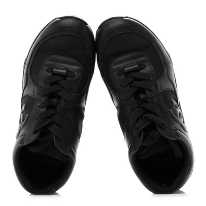 Chanel Lambskin Fabric Women's CC Uniform Sneakers 39 Black