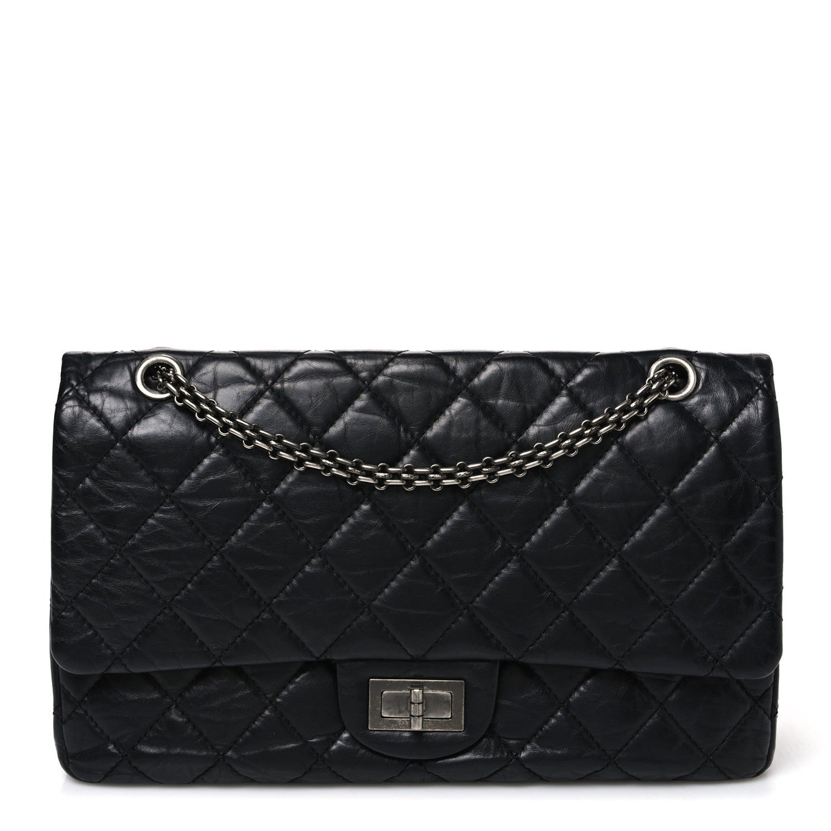 Quilted Calfskin Flap Shoulder Bag - Black