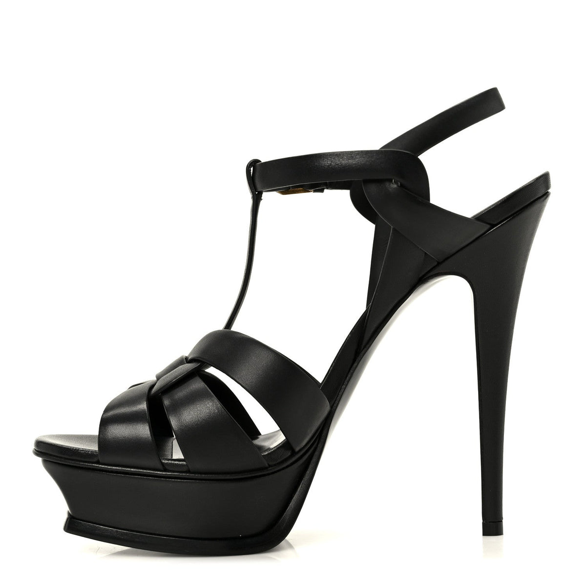 Calfskin Tribute Platform Sandals Black