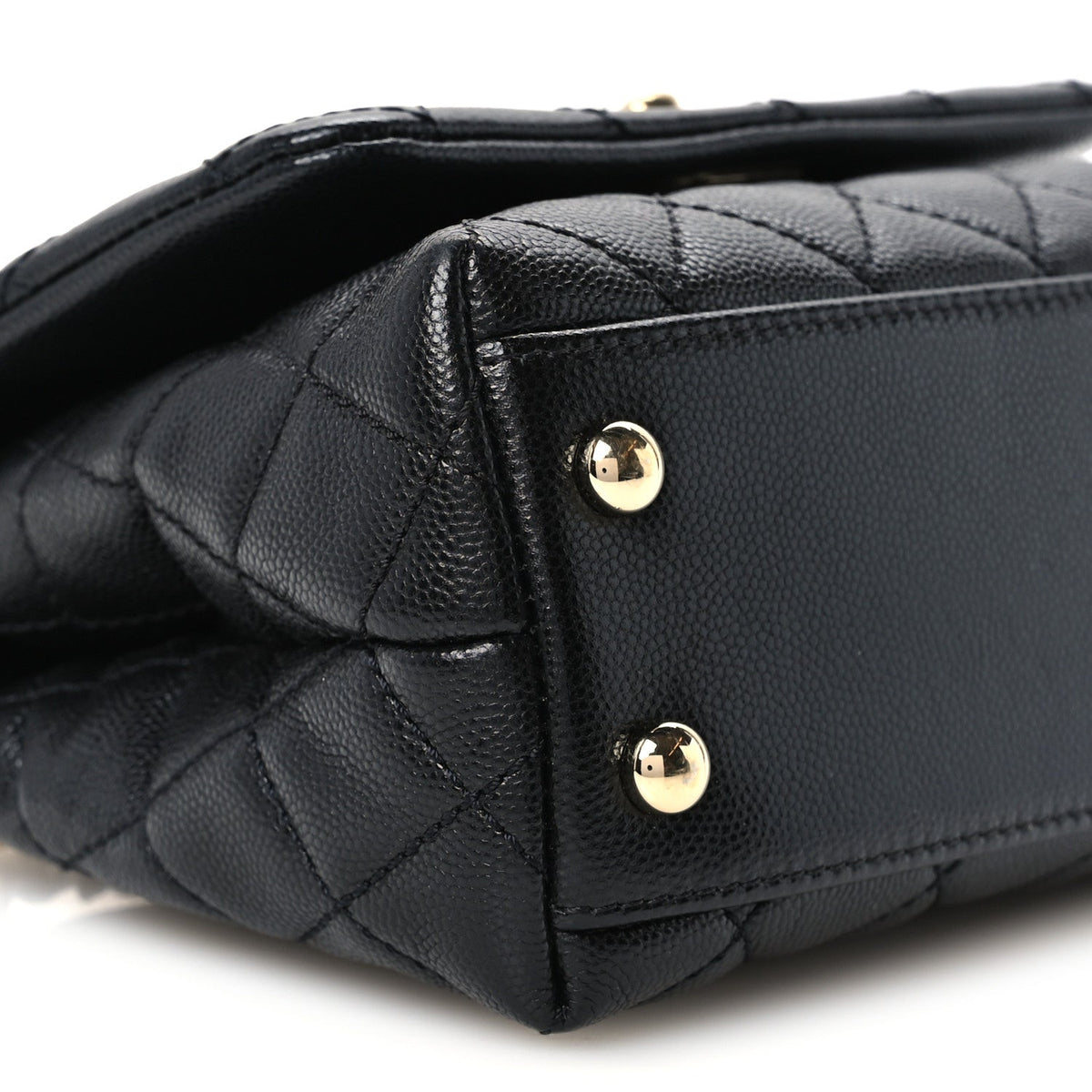 Mini Quilted Caviar Flap Shoulder Bag - Black