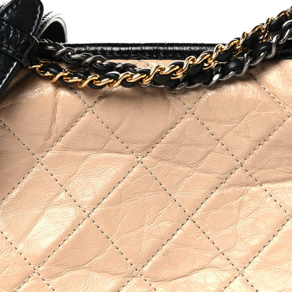 Small Quilted Calfskin Hobo Bag - Beige