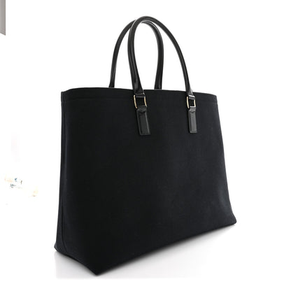 Calfskin Canvas Handbag - Black