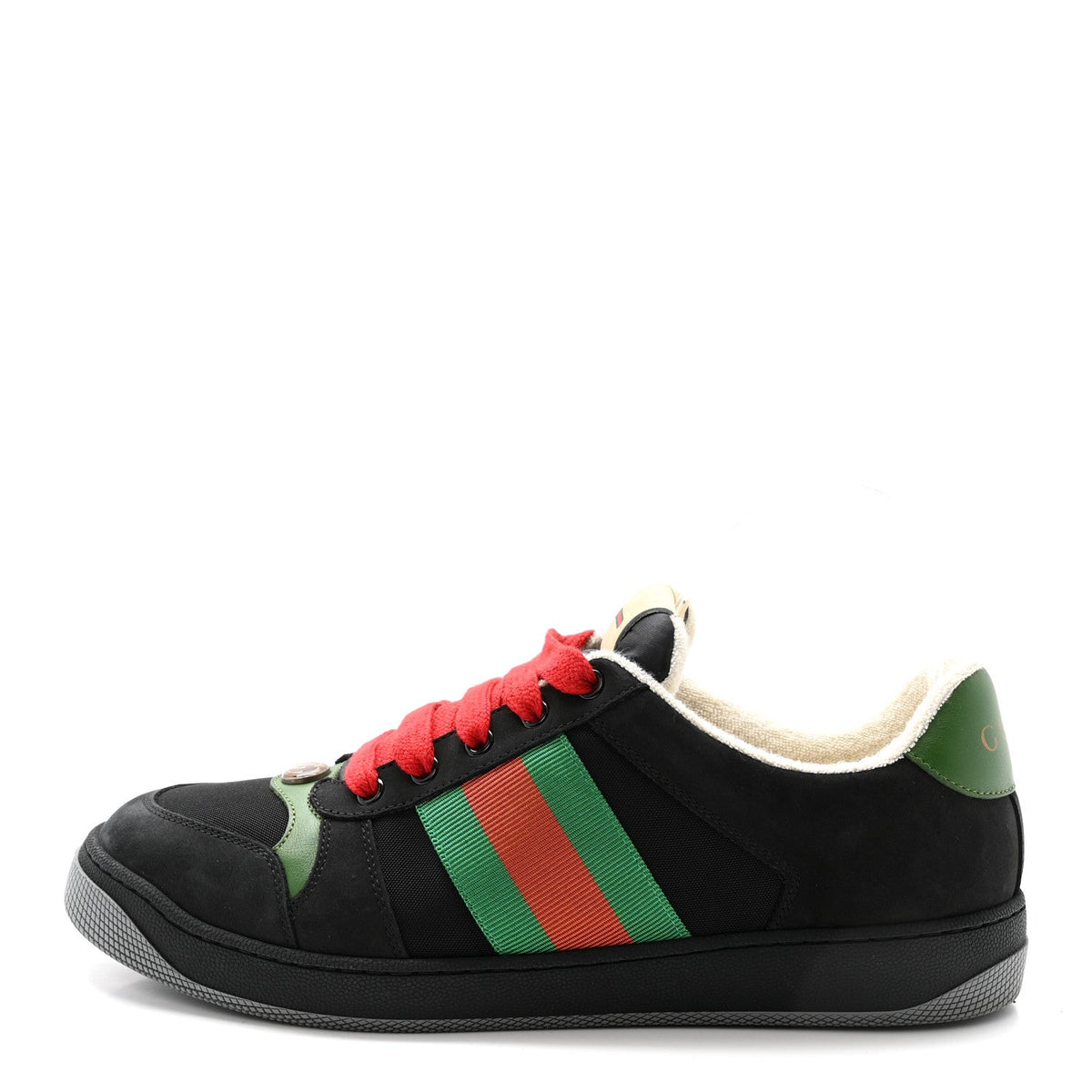 Calfskin Nylon GG Monogram Calfskin Web Screener Sneakers 8 Black