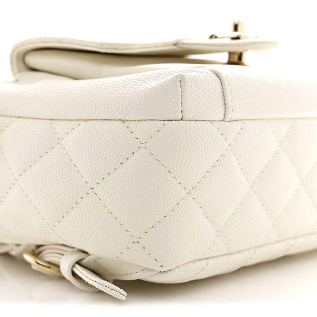 Small Quilted Caviar Backpack - White