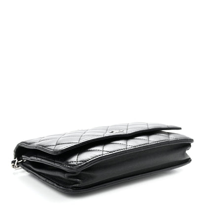Quilted Lambskin Wallet Bag - Black