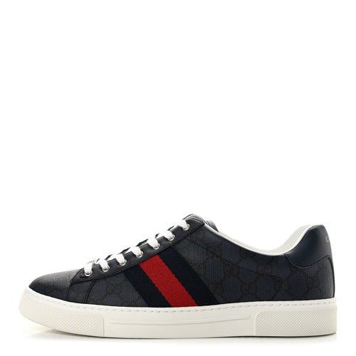 GG Supreme Monogram Web New Ace Sneakers 8 Dark Blue