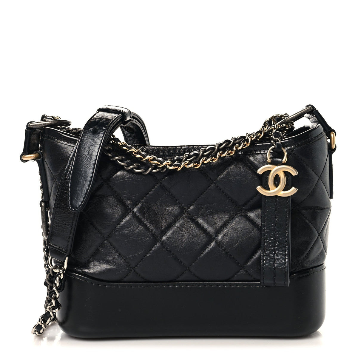 Small Quilted Calfskin Hobo Bag - Black