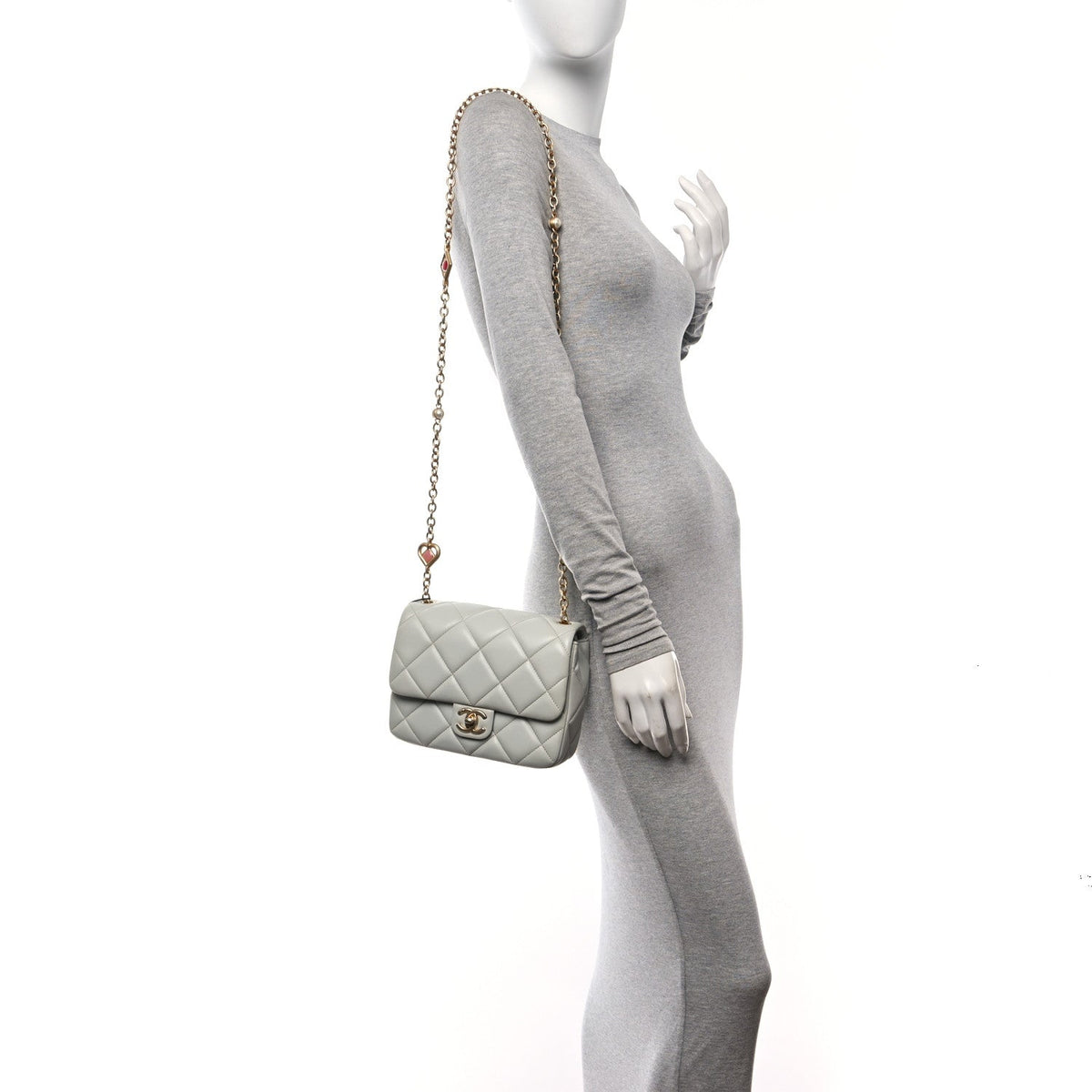 Mini Quilted Lambskin Flap Shoulder Bag - Light Blue