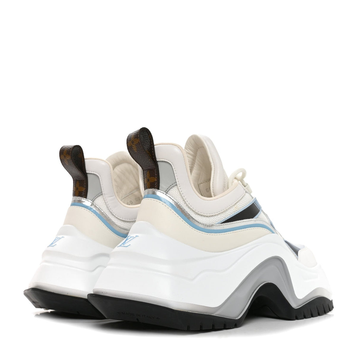 Louis Vuitton Calfskin Technical Nylon Women's LV Archlight Sneakers 38 White Blue Gris