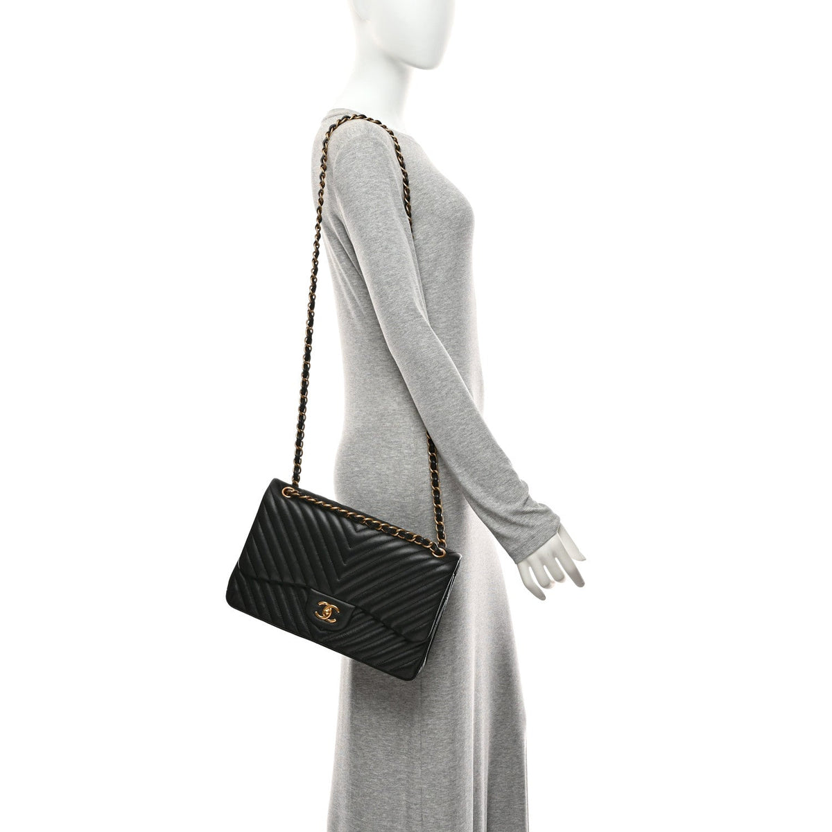 Quilted Lambskin Flap Shoulder Bag - Black