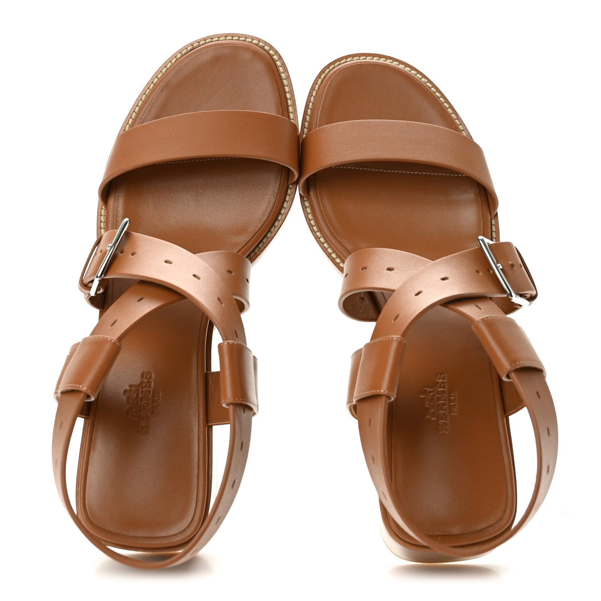 Hermes Calfskin Milly 40 Women's Sandals Naturel