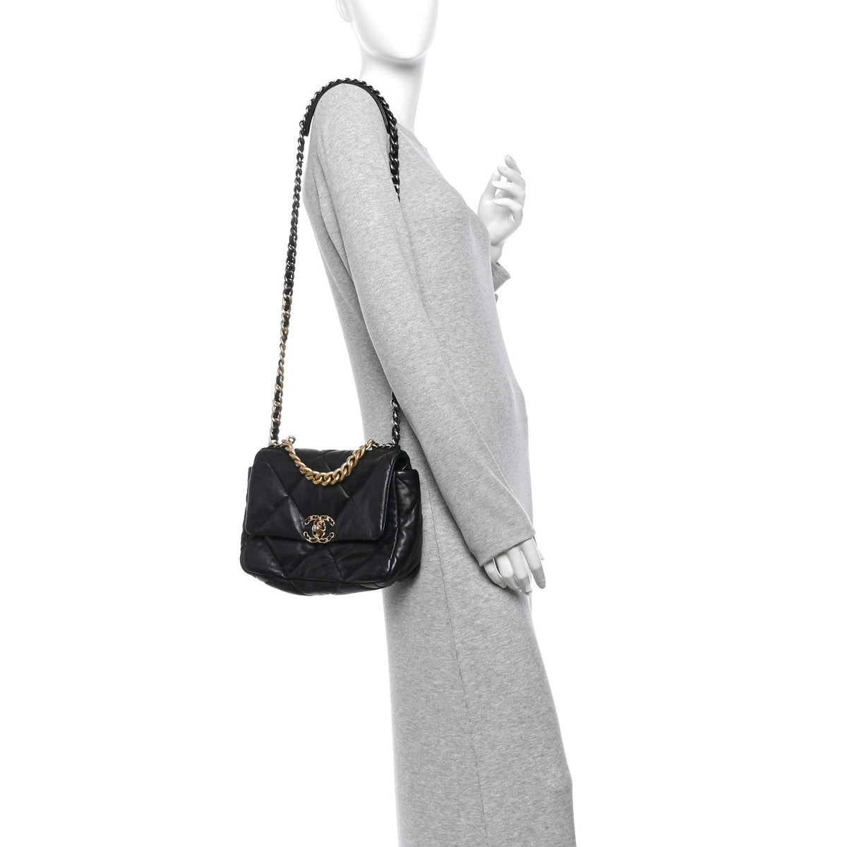 Medium Quilted Lambskin Flap Shoulder Bag - Black