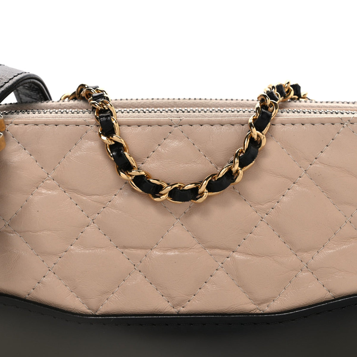 Small Quilted Calfskin Clutch Bag - Beige