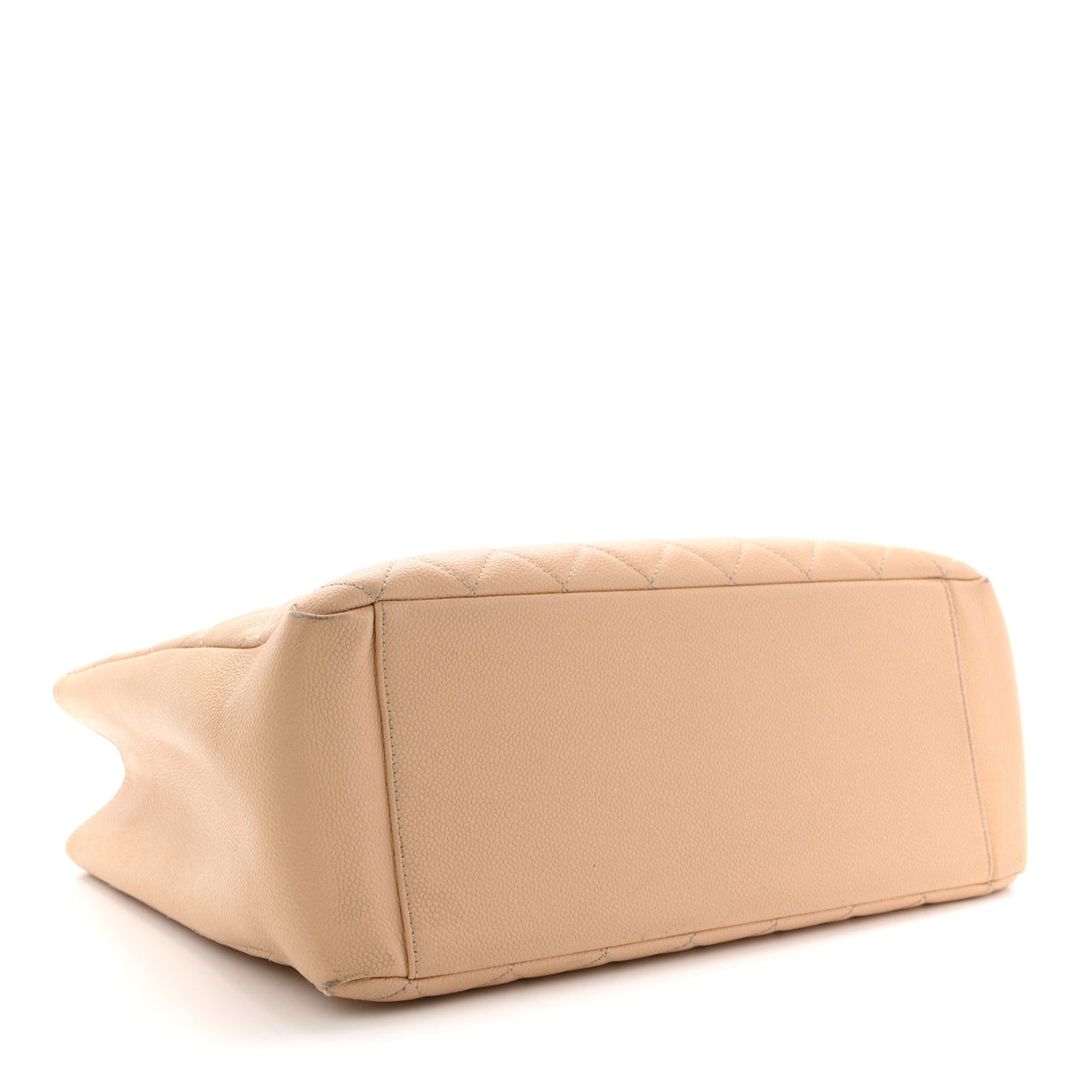 Quilted Caviar Tote Bag - Beige