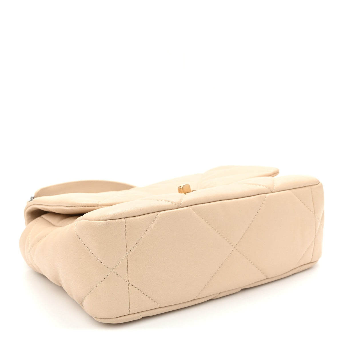 Medium Quilted Lambskin Flap Shoulder Bag - Beige