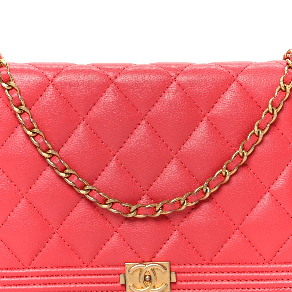 Quilted Caviar Wallet Bag - Pink