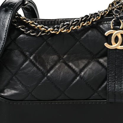 Small Quilted Calfskin Hobo Bag - Black