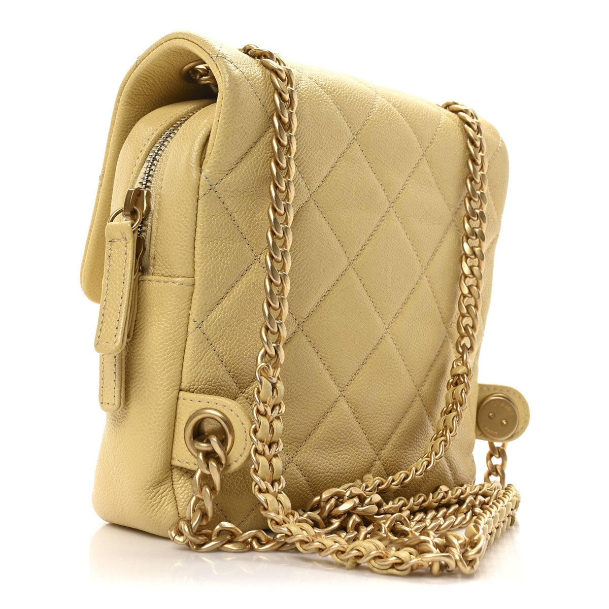 Quilted Caviar Backpack - Yellow