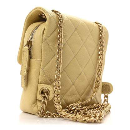 Quilted Caviar Backpack - Yellow