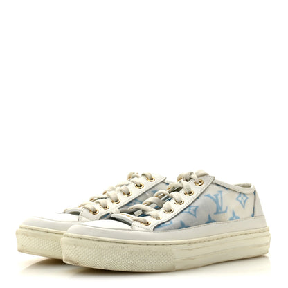 Louis Vuitton Technical Fabric Calfskin Women's Monogram Stellar Sneakers 35 Blue