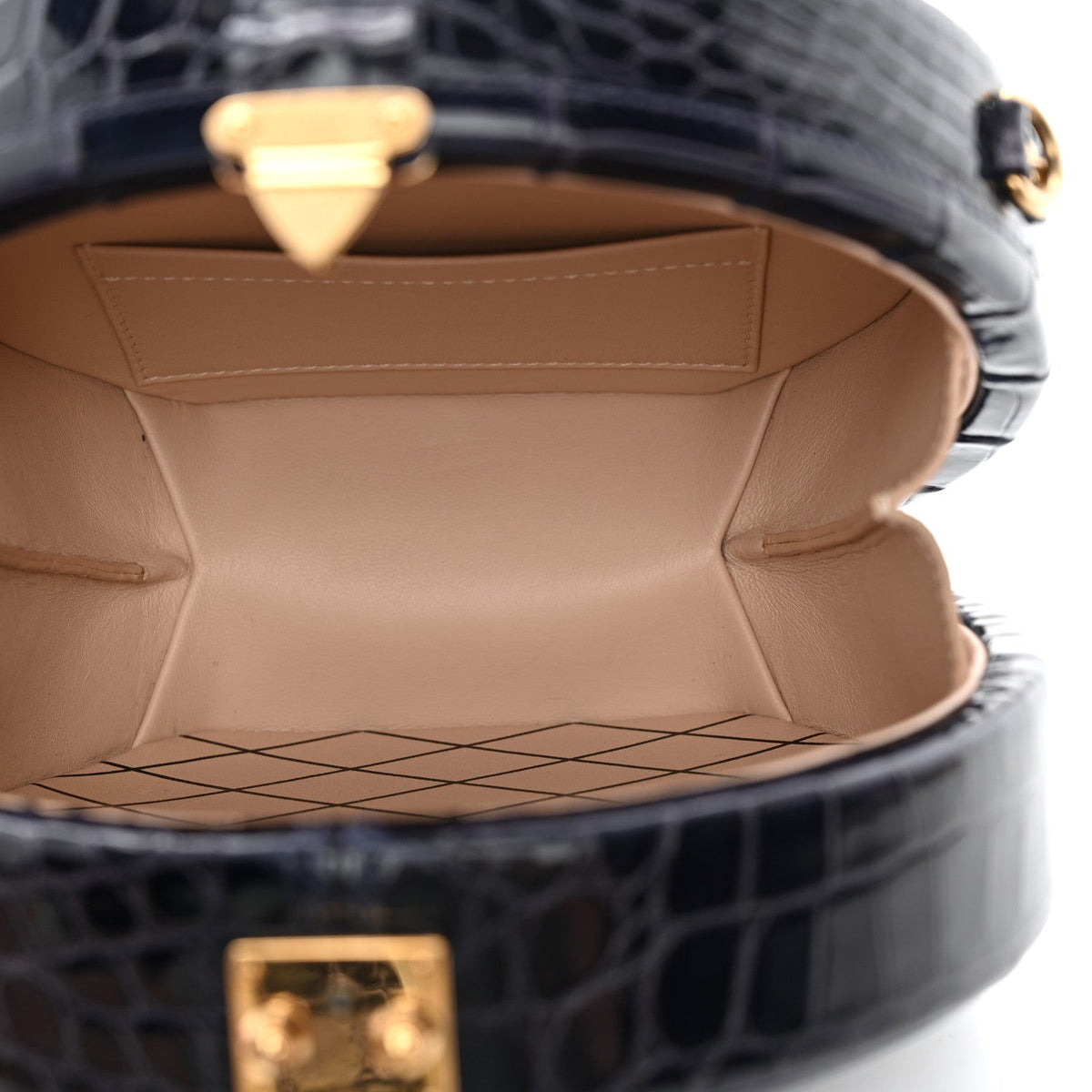 Crocodile Petite Boite Chapeau Navy Handbag