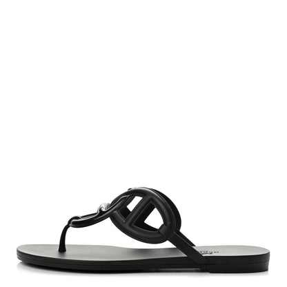 Hermès Rubber Women's Egerie Sandals 36 Black