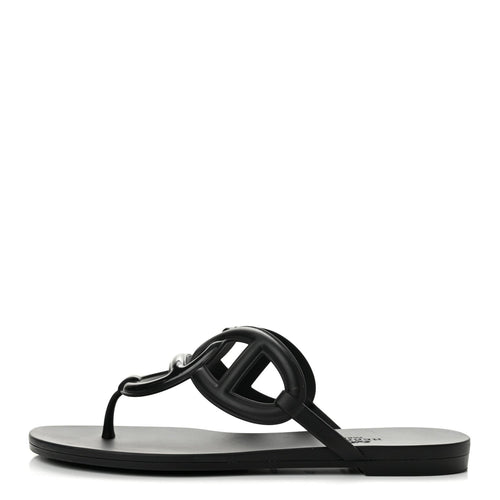 Hermès Rubber Women's Egerie Sandals 36 Black