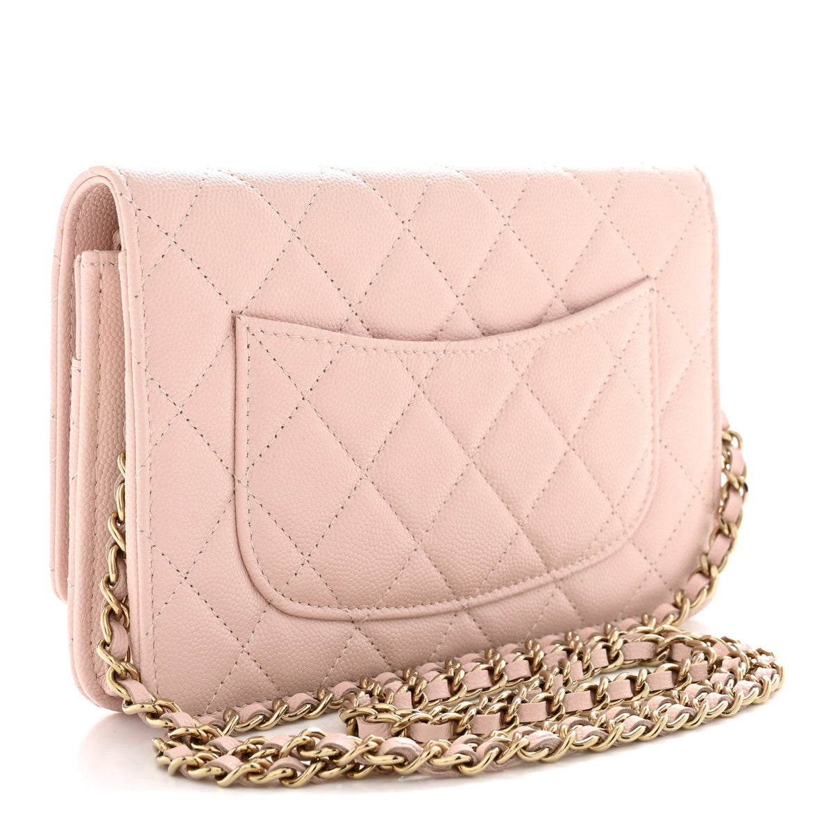 Quilted Caviar Wallet Bag - Pink