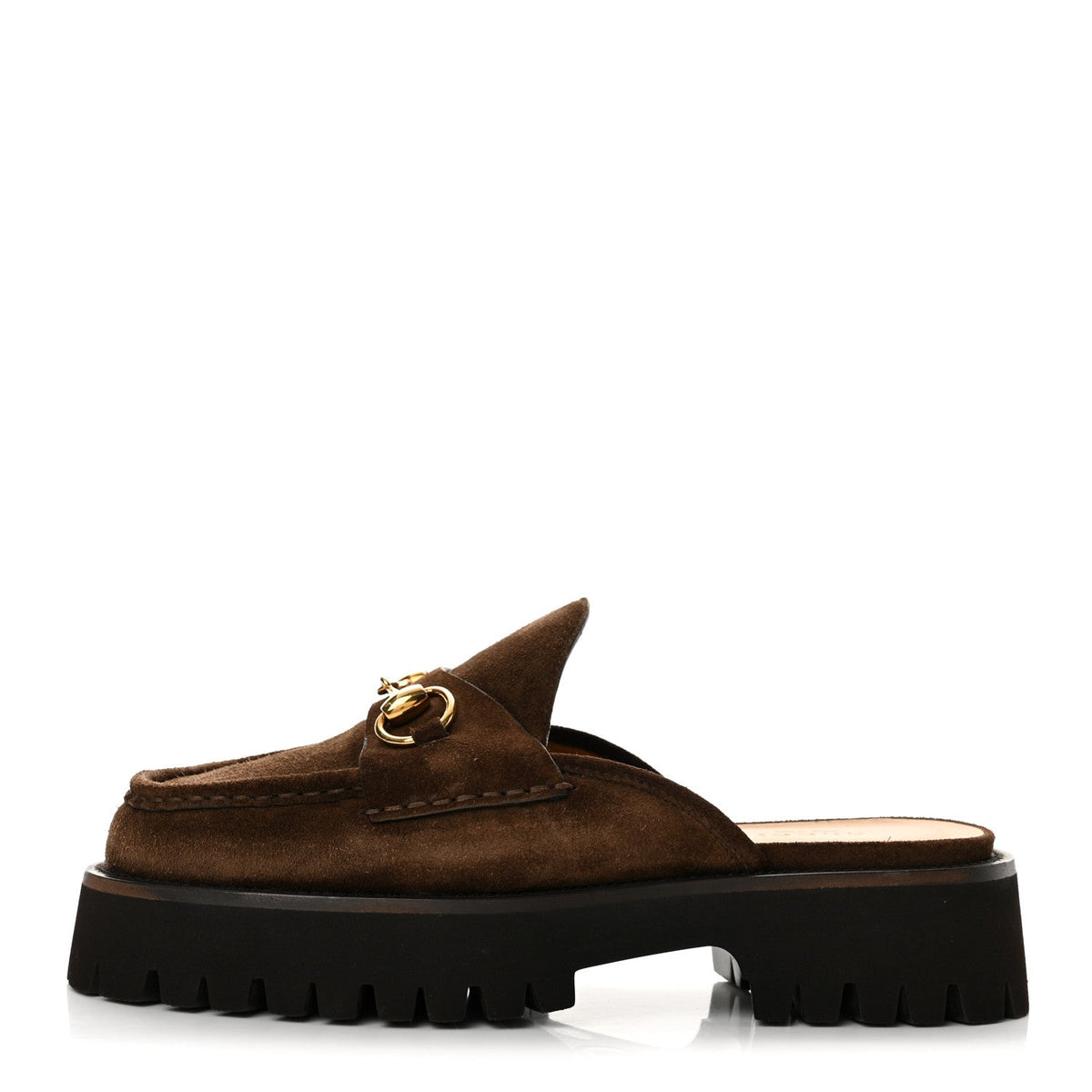 Suede Horsebit Platform Mules Washed Brown