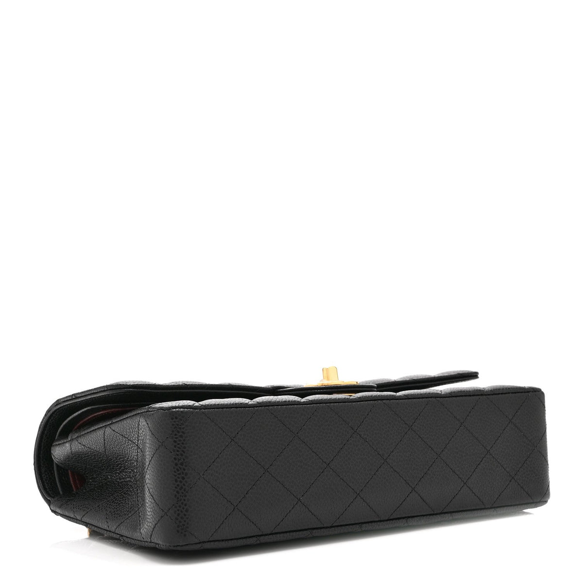 Medium Quilted Caviar Flap Shoulder Bag - Black