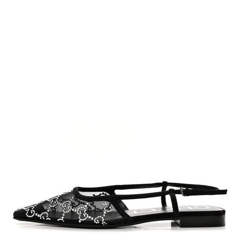 Tela Retino Kid Scamosciato Crystal GG Monogram Square Demi Ballet Fla